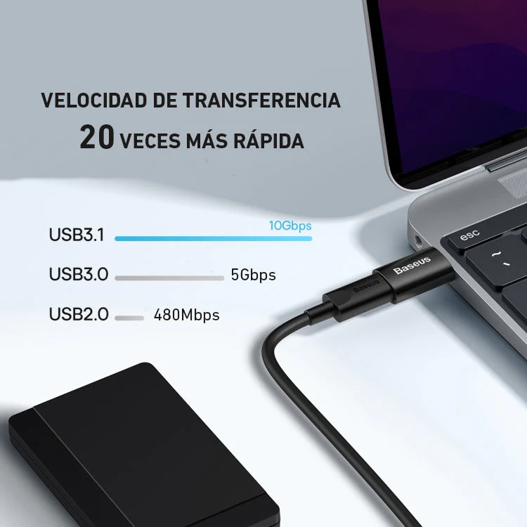 Adaptador USB tipo C hembra a USB Macho 3.1 Baseus ZJJQ000101 - Image 3