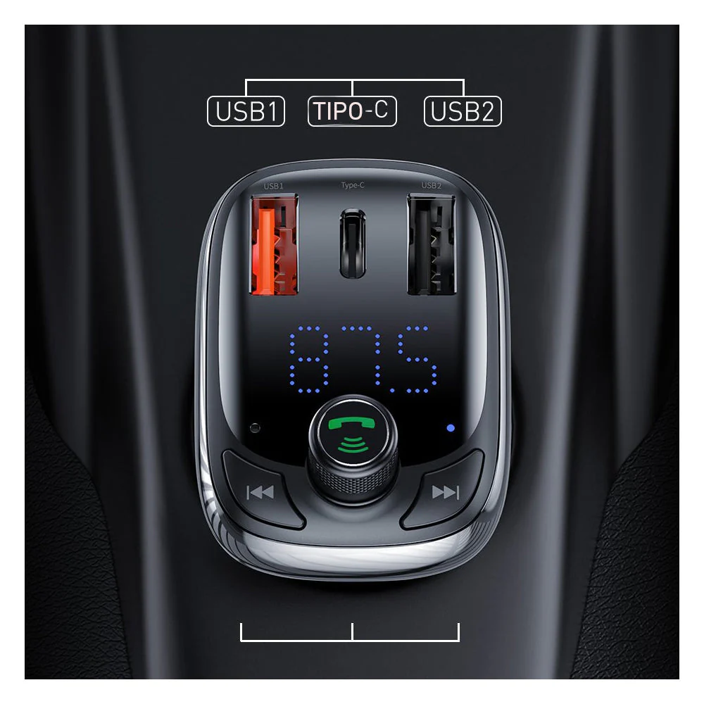 Transmisor FM Bluetooth MP3 Cargador QC Llamadas Baseus CCTM-B01 - Image 3